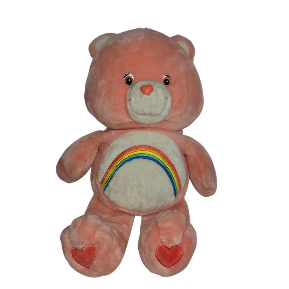 Care Bears Cheer Bear‎ Pink Plush Rainbow Belly 24in 2002 Soft Y2K Vintage Jumbo